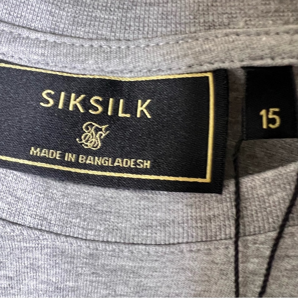 New Girls Siksilk Grey Marl Essentials Boyfriend T-Shirt - Picture 4 of 5